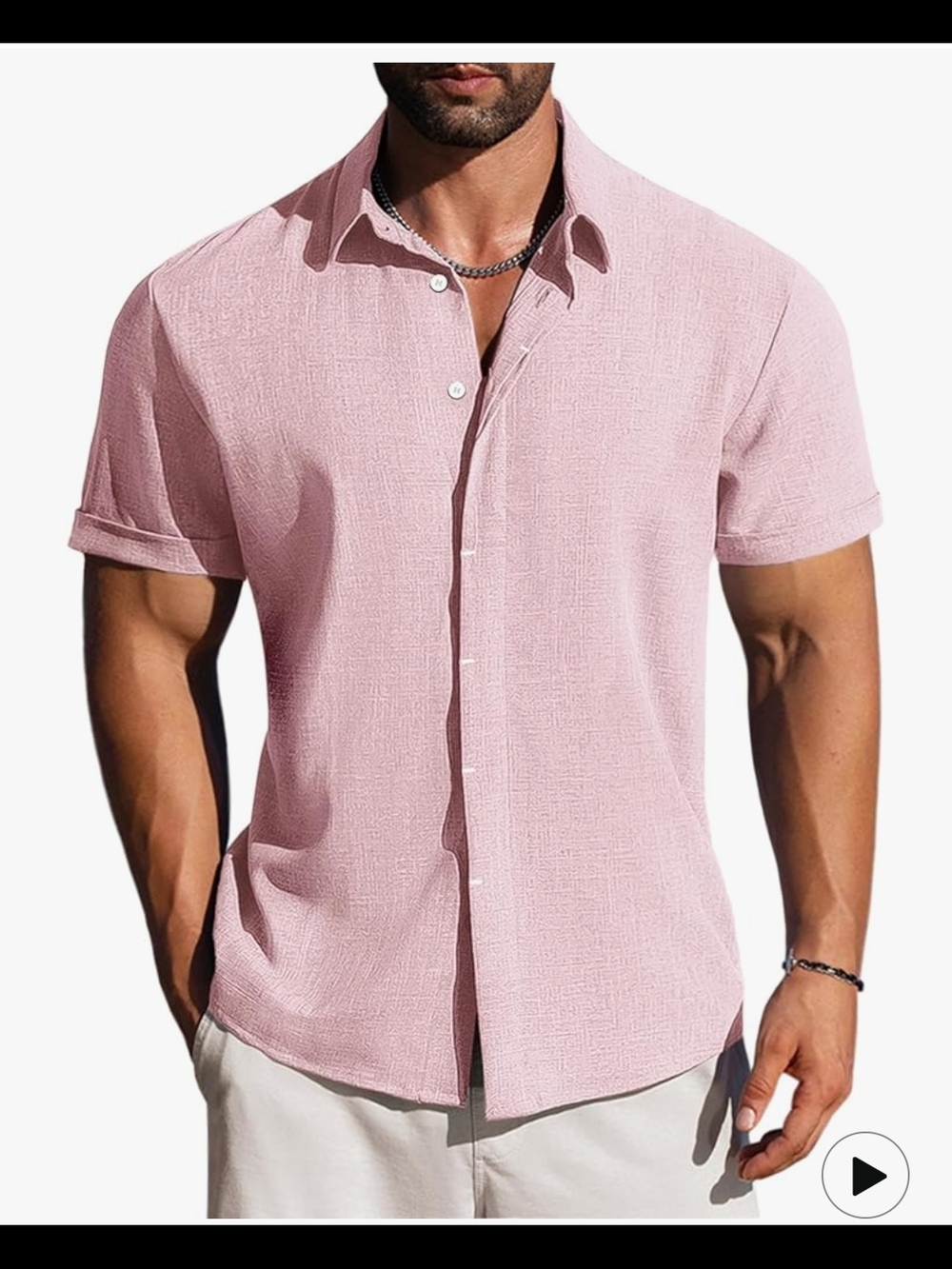 BNWT Men's Short Sleeve Button-Up Vacation/Beach Shirt in Light Pink